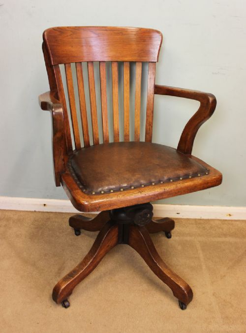 Edwardian Oak Swival Desk Chair