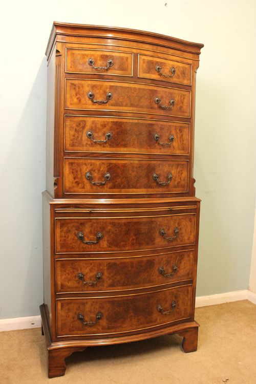 Burr Walnut Chest on Chest / Tallboy