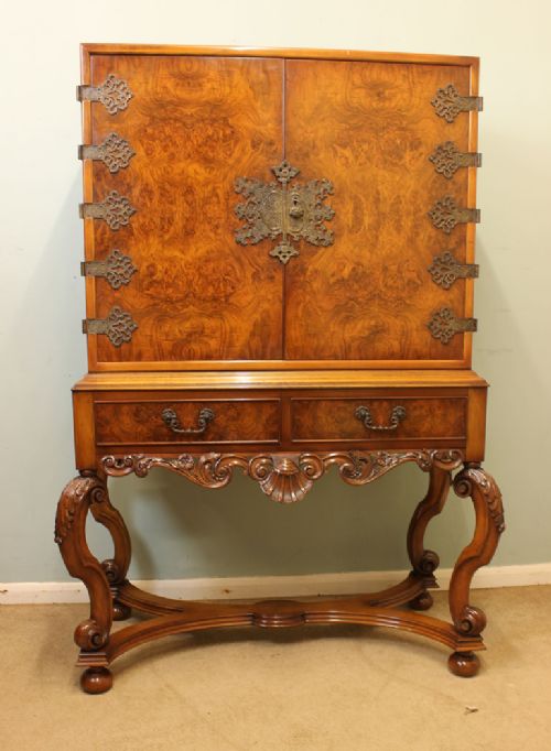 Burr Walnut Cocktail Drinks Cabinet