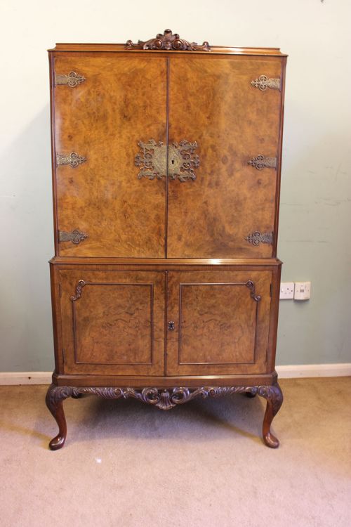 Burr Walnut Cocktail Drinks Cabinet