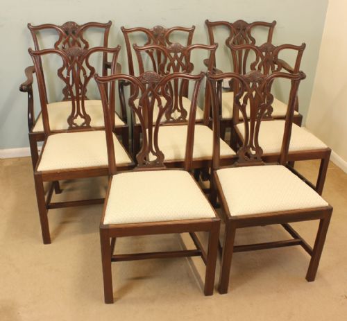 Set Eight Mahogany Chippendale Style Dining Chairs