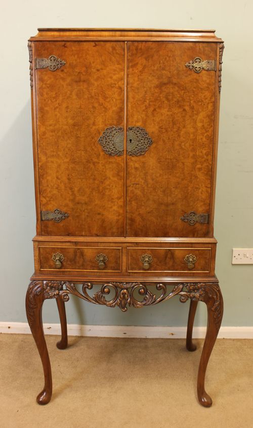 Burr Walnut Cocktail Drinks Cabinet