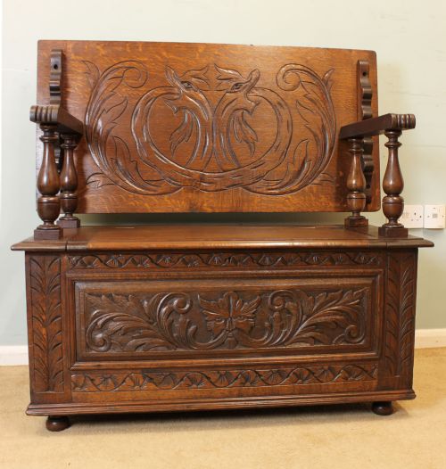 Oak Monks Bench, Hall Seat / Settle