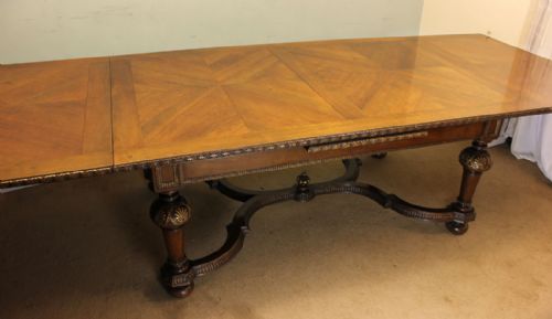 Large Walnut Drawleaf Extending Dining Table