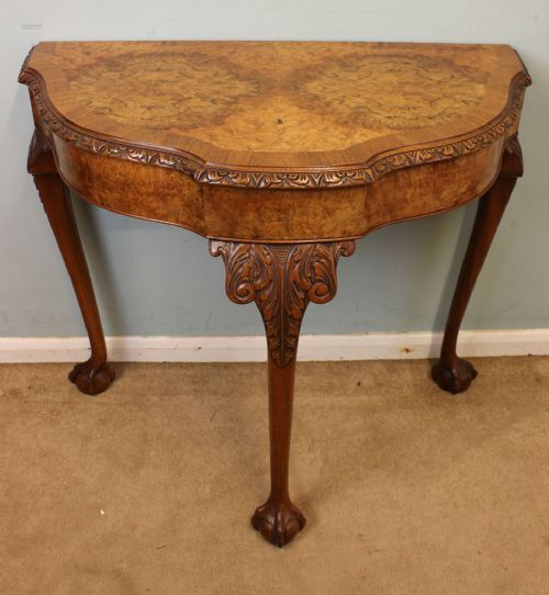 Burr Walnut Side Table / Console Hall Table