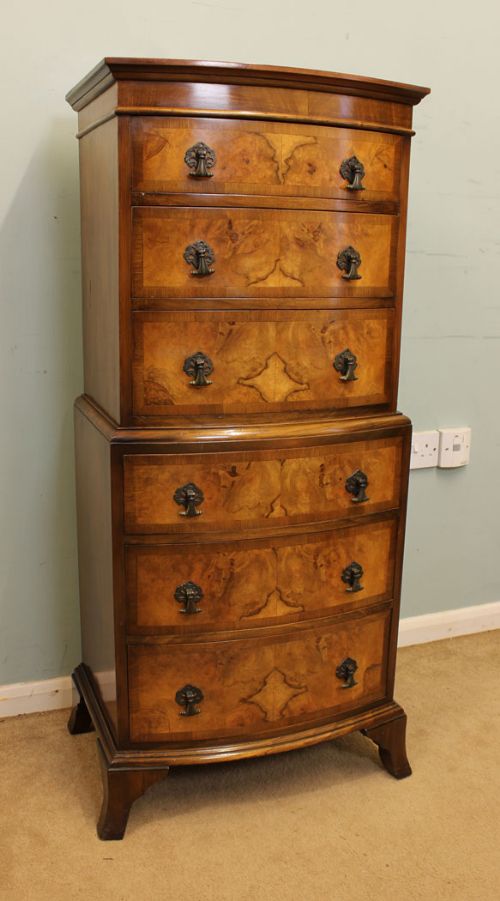 Figured Walnut Chest on Chest / Tallboy