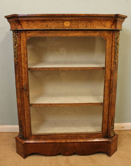 Victorian Burr Walnut Pier Display Cabinet