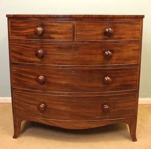 19th Century Mahogany Bow Front Chest of Drawers