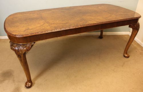 Queen Anne Style Burr Walnut Dining Table