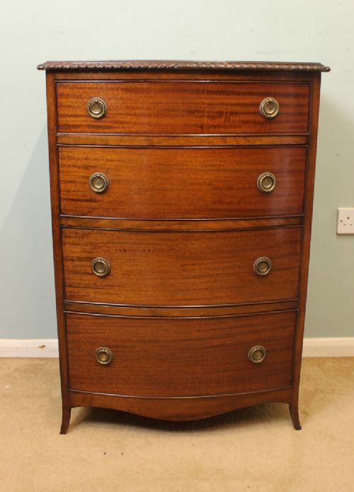 Antique Small Mahogany Bow Front Chest of Drawers