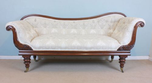 Victorian Mahogany Scroll End Sofa / Settee
