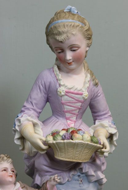 fig 2. Large Pair Victorian Bisque Figurines