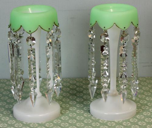 Pair Antique Victorian Mantle Lustres