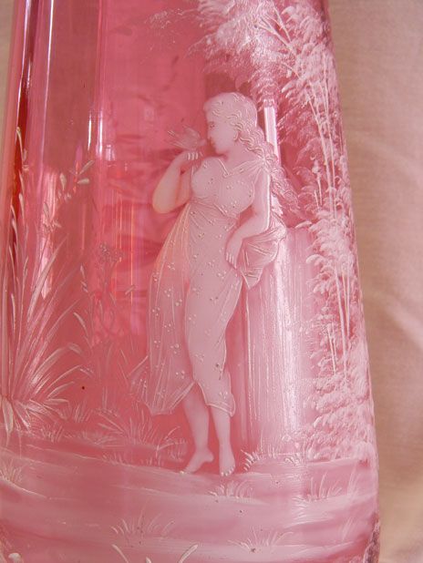 fig 1. Large Victorian Mary Gregory Cranberry Glass Vase