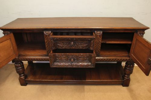 fig 1. Antique Carved Oak Sideboard Dresser Base