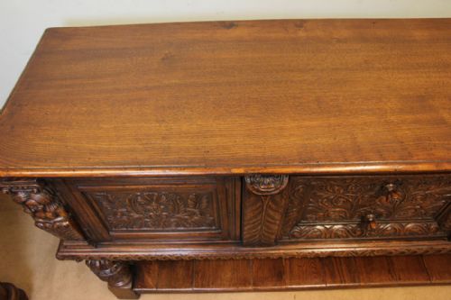 fig 2. Antique Carved Oak Sideboard Dresser Base