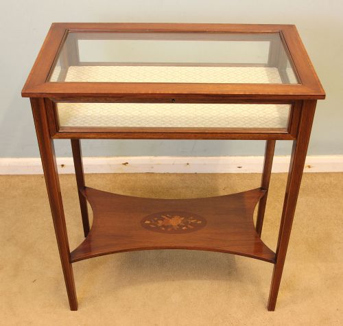 Antique Mahogany Inlaid Display Table