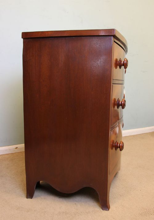 fig 1. Antique Victorian Small Bow Front Chest of Drawers