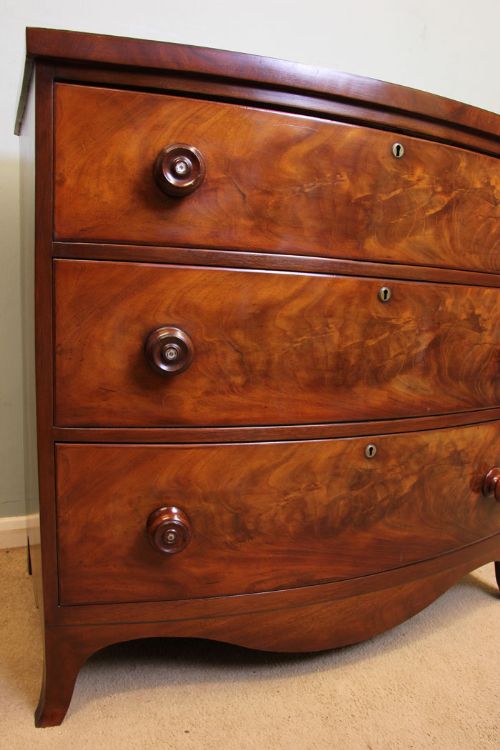 fig 2. Antique Victorian Small Bow Front Chest of Drawers