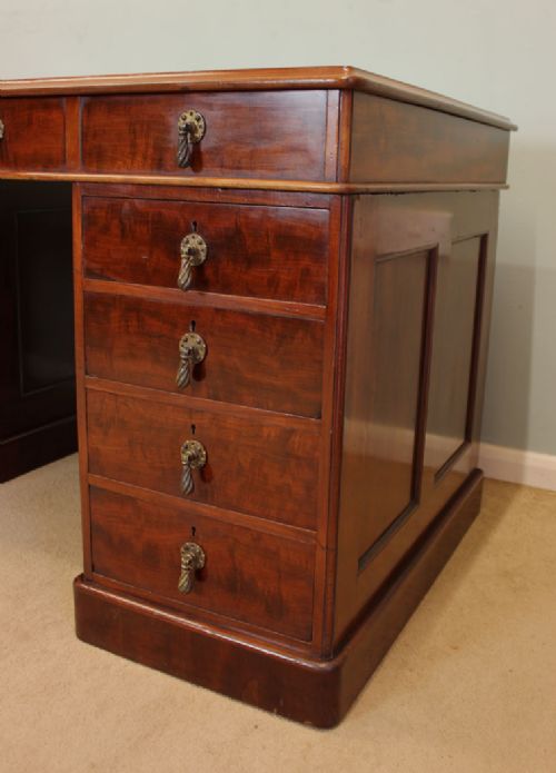 fig 1. Victorian Mahogany Kneehole Pedestal Writing Desk