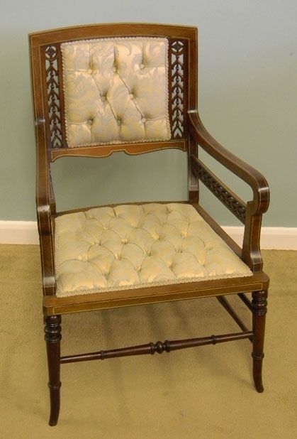 Antique Edwardian Mahogany Inlaid Armchair / Occasional Chair