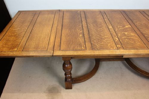fig 1. Antique Large Oak Drawleaf Extending Farmhouse Kitchen Refectory Dining Table