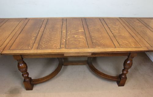 fig 3. Antique Large Oak Drawleaf Extending Farmhouse Kitchen Refectory Dining Table