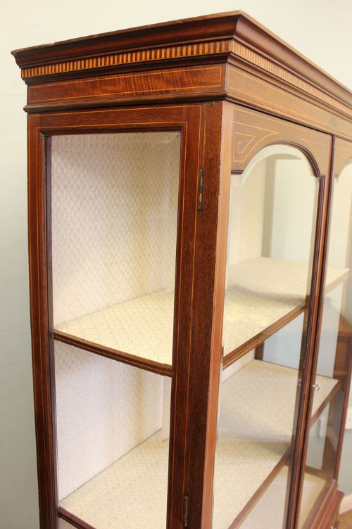fig 1. Antique Mahogany Edwardian Inlaid Display Cabinet