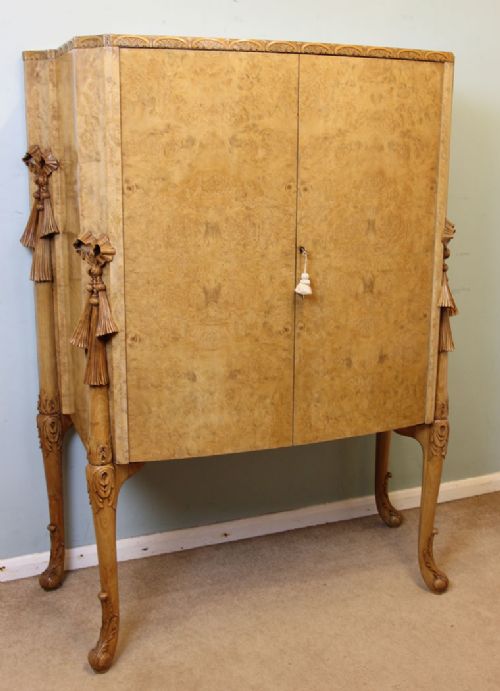 Antique Burr Walnut Cocktail Drinks Cabinet Hille London