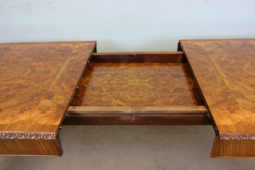 fig 2. Antique Burr Walnut Queen Anne Style Extending Dining Table
