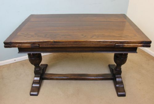 Antique Oak Refectory Draw Leaf Extending Farmhouse Kitchen Dining Table