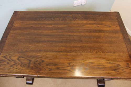 fig 1. Antique Oak Refectory Draw Leaf Extending Farmhouse Kitchen Dining Table