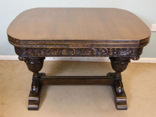 Antique Oak Extending Drawleaf Dining Table