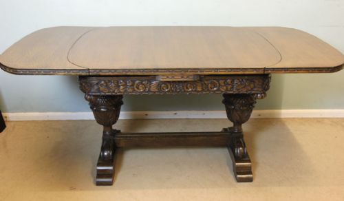 fig 1. Antique Oak Extending Drawleaf Dining Table