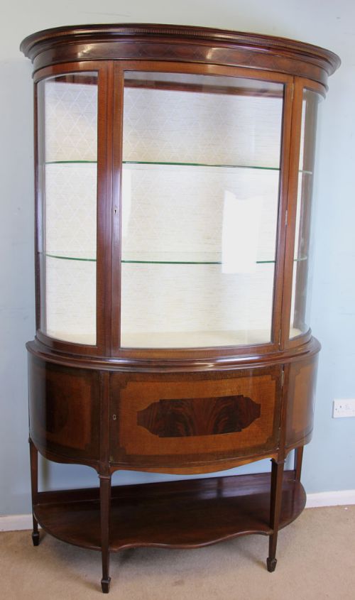 Antique Mahogany Bow Front Display Cabinet. Maple & Co