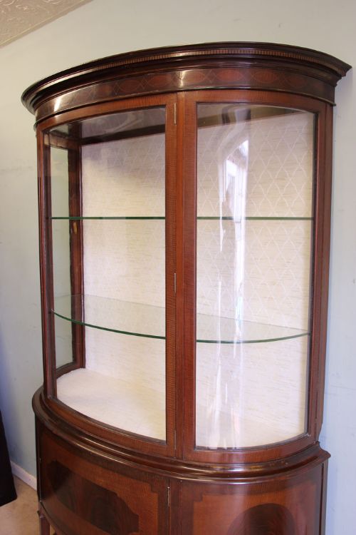 fig 2. Antique Mahogany Bow Front Display Cabinet. Maple & Co