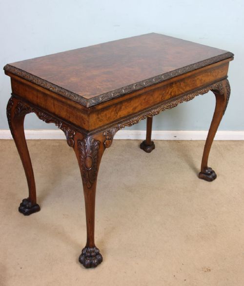 Quality Burr Walnut Georgain Style Card Table, Console / Side Table