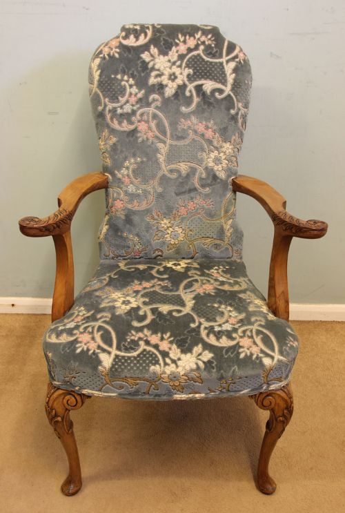 fig 1. Set of Eight Walnut Queen Anne Style Dining Chairs