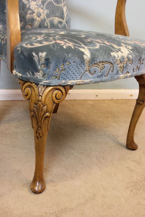 fig 3. Set of Eight Walnut Queen Anne Style Dining Chairs