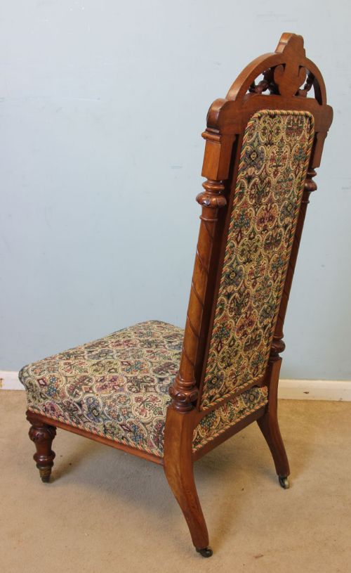 fig 1. Victorian Walnut High Back Ladies Occasional Nursing Side Chair 