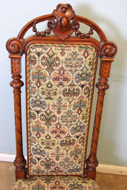 fig 2. Victorian Walnut High Back Ladies Occasional Nursing Side Chair 