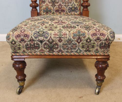 fig 3. Victorian Walnut High Back Ladies Occasional Nursing Side Chair 