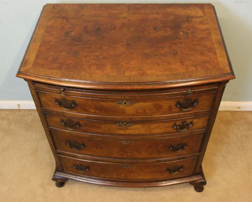 fig 2. Small Figured Walnut Bow Front Chest of Drawers