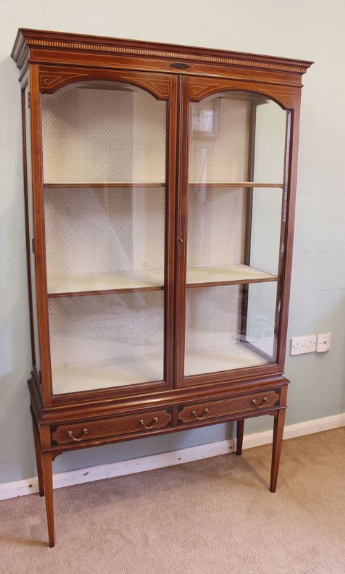 Antique Edwardian Mahogany Inlaid Display Cabinet
