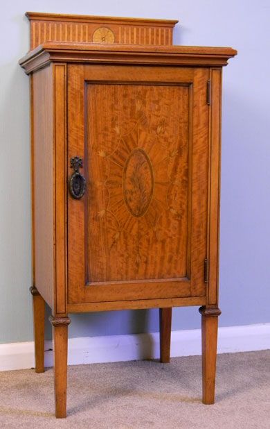 Antique Satinwood Bedside Cabinet  / Cupboard