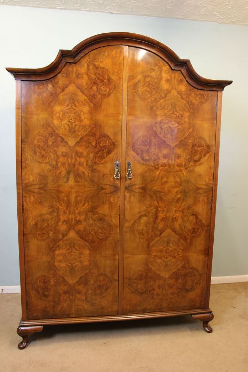 Antique Burr Walnut Two Door Wardrobe