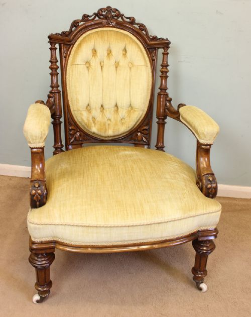 Antique Victorian Walnut Armchair