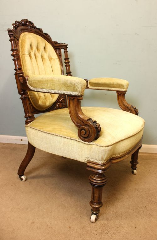 fig 1. Antique Victorian Walnut Armchair