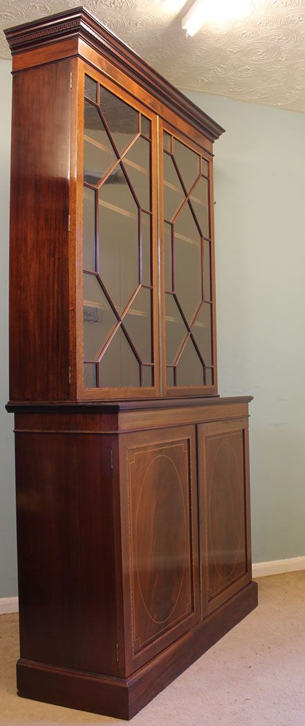 fig 1. Antique Edwardian Inlaid Mahogany Bookcase