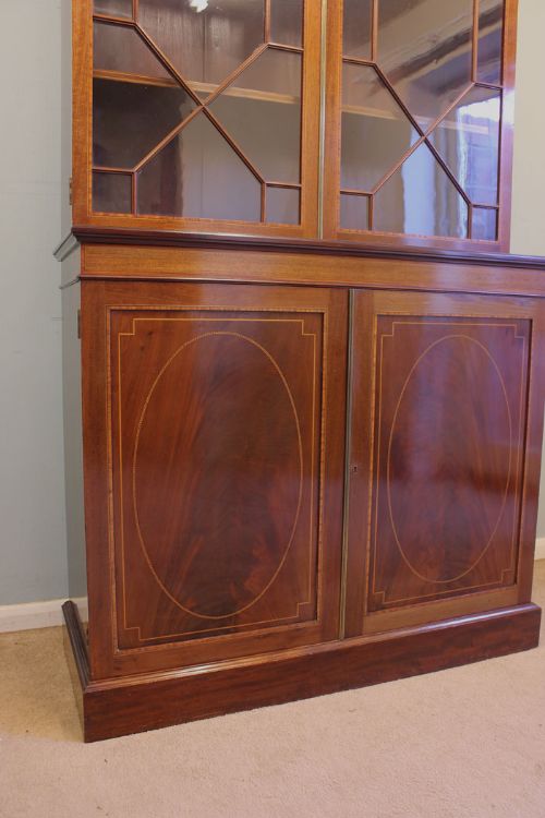 fig 2. Antique Edwardian Inlaid Mahogany Bookcase